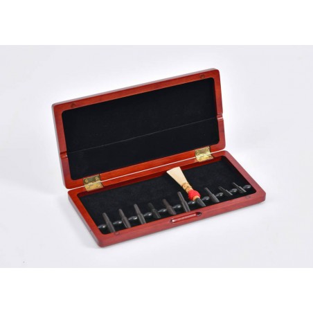 10-place reed box with red-brown mandrels